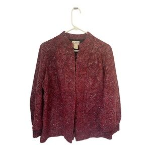 Vtg Mohair-Blend Burgundy Cardigan Grandmacore